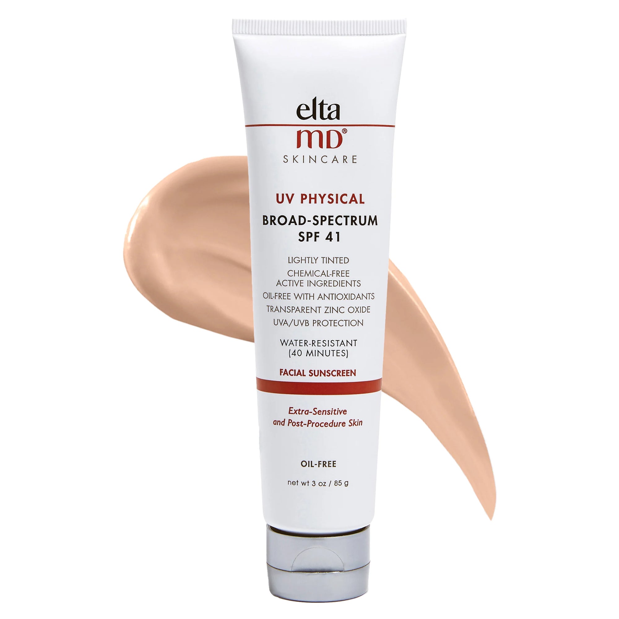 EltaMD UV Physical Broad-Spectrum SPF 41 Chemical-Free Face Sunscreen for Sensitive Skin and Post-Procedure Skin, Non-Greasy, 3.0 oz